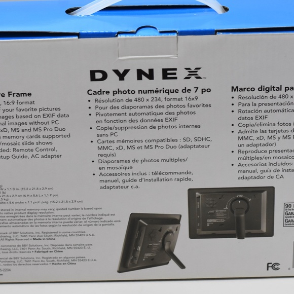 New Dynex 7” Digital Picture Frame with Remote DX-DPF07-12L Item Never Used - Picture 3 of 8